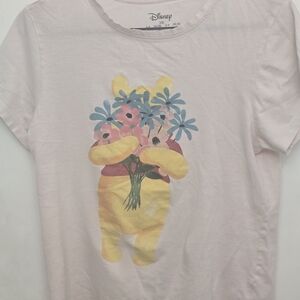 Disney Winnie the Pooh Cute Floral Graphic Tee Kawaii Cartoon Pastel T-Shirt XS